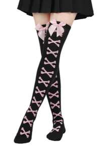1 Pair Japanese Bow Y2K Lolita Thigh-High Socks Women Leg-Slimming Non-Slip Anime Expo/Lolita Tea Party/JK Meetup/Harajuku Street Snap/Birthday Photo Shoot/Campus Cultural Festival/Cosplay Event/BFF Afternoon Tea/Japanese-Style Store Hopping Must-Have Stockings - Multicolor - View 10