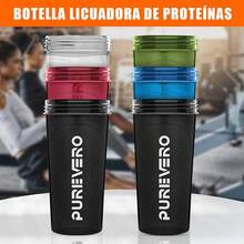 Paquete de 2 Shaker Proteina, 28 onzas Vaso, Con 1 Caja de Almacenamiento de Proteínas 2 Bolas Agitadoras, para Fitness y Deportes, A Prueba de Fugas (Shaker Proteina, Negro + Blanco) - Negro + Negro - Ver 9