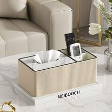 Faux Leather Tissue Box Cover With Storage Compartment – Rectangular Design, Fits Most Tissue Boxes, Suitable For Home Use (Living Room, Bedroom, Study, Bathroom, Dining Room) - Multicolor - View 1