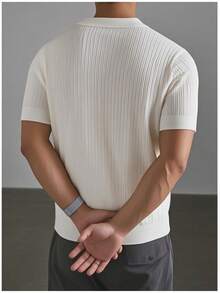 男士翻领短袖针织衫 - 白色 - 查看 2
