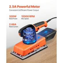 Sheet Sander, 1/2 Sheet 2.5A Electric Sander For Woodworking, Max. 12000RPM Variable Speed Sheet Finishing Sander With Sandpaper And Dust Box For Wood Polishing Sanding - 1/2 Sheet 2.5A, 12000RPM - View 2