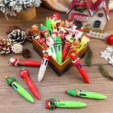 24 Pcs Christmas Multicolor Ballpoint Pens Bulk 4 Colors In 1 Retractable 0.7mm Xmas Fun Cute Writing Pens For Students Holiday Party School Office Supplies - Nhiều màu - Xem 5
