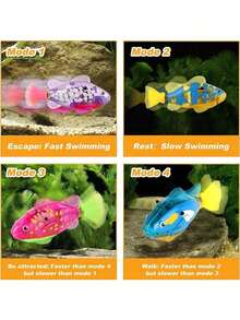 互动猫玩具，LED机器人鱼，水激活游泳模拟器，电池供电可爱宠物鱼，注意：鱼的颜色随机 - 彩色 - 查看 9