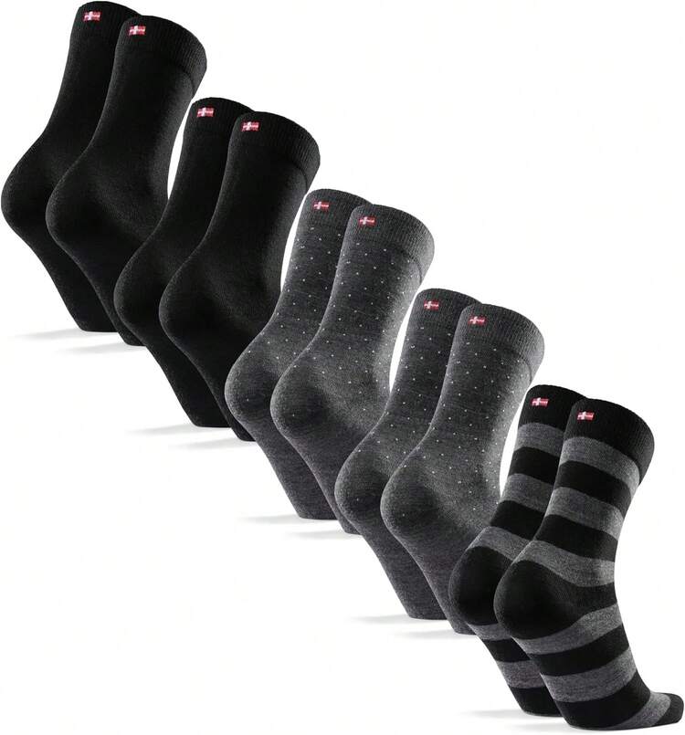 DANISH ENDURANCE Calcetines de Lana Merino Ligera, Calcetas Clásicas de Vestir, Corte Ejecutivo, 3 Pack - Azul Marino Oscuro - Añade 4