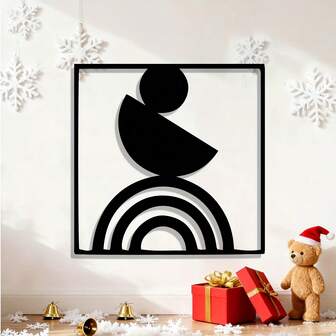 Hello Young 1 st. modern abstrakt geometrisk metallväggkonst och minimalistisk järnskulptur, väderbeständig inomhus-/utomhusdekor för hem, café, kontor, vardagsrum - industriell stil i metallväggkonst.