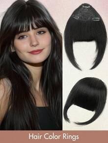 Clip-On Bangs, Real Human Hair, Invisible Bangs Extension, Adjustable For Women, Lightweight And Flowy, Seamless Everyday Wear - Multicolor - View 15