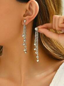 1 Pair Fashionable Classic Versatile Commute Elegant Tassel Pendant Earrings For Women - Yellow Gold - View 9