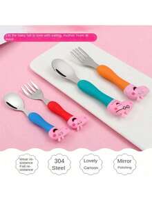 Peppa Pig Tableware Forks & Spoons With Movable Figurine Toys, George, Daddy Pig, Mommy Pig Cartoon Character Pattern, Party Gifts Suitable For Boys And Girls - Multicolor - View 5