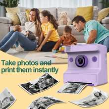 Instant Print Kids Camera, Supports Photo/Video Capture And Printing, 1080P HD Digital Camera, Portable Toy, Includes 3 Rolls Of Printing Paper, Great Christmas And Birthday Gift For 3-12 Year Old Boys And Girls. Also An Excellent Choice For World Cup, Valentine's Day, Wedding, Music Festival, Birthday And Party Gifts. - CA01 - View 5