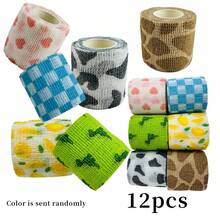 6 pièces/paquet Imprimé Non-Tissé Tissu Couleur Mélangée Chien Jambe Manchette Pour Activités Extérieures , Auto-Adhésif Animaux De Compagnie Pied & Articulation Protecteur , Égratignure De Chat Bandage