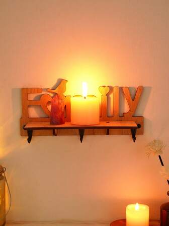 1件装简约心形小鸟与字母图案壁挂式展示架，家居装饰悬浮架/置物架，适用于客厅、卧室、蜡烛和派对装饰