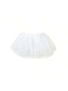 1件女士短款多层涤纶柔软薄纱裙，适合派对、舞会、圣诞节等场合。 - 白色 - 查看 5