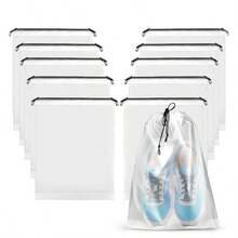 1/5/10pcs Shoes Storage Bag With Rope Transparent Shoe Bags For Travel Portable Waterproof Shoes Packing Bag Multifunctional Storage Bag Shoe Organizer For Men And Women Travel Supplies, Home Storage And Organization Supplies - 白色 - 查看 12