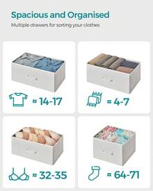 Chest Of Drawers, Bedroom Cabinet, 7 Fabric Drawers With Handles, Metal Frame, Cloud White And Oak Beige - White - View 3