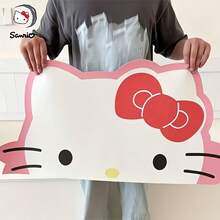 Sanrio 1个三丽鸥Hello Kitty Kulomi My Melody鼠标垫，可爱粉黑蝴蝶结设计，防滑表面，适用于办公和游戏键盘，时尚桌面配件