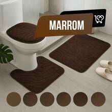 IDee Home 3-Piece Bathroom Mat Set, Soft, Non-Slip, With A Quality Print. - màu nâu - Xem 4