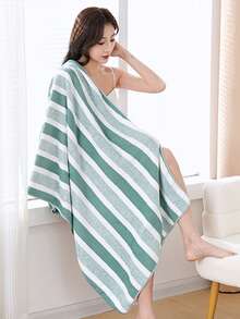 Ultra-Soft Microfiber Bath Towel & Hand Towel Set, Colorful Striped Coral Fleece, Absorbent Quick-Dry Breathable, Suitable For Bathroom, Shower, Sauna, Travel, Gym, Swimming - Multicolor - View 13