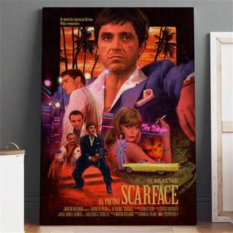 1张海报 - 托尼·蒙塔纳墙饰 - 电影装饰 - 帆布印刷海报 帆布画 墙饰 房间家居装饰 无框