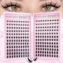 240 piezas Kit de extensión de pestañas DIY, pestañas en racimo de hadas DIY naturales y delicadas reutilizables y autoadhesivas, crea un maquillaje de ojos de dibujos animados lindos, diseño de longitud mixta fácil de recortar y ajustar a diferentes formas de ojos, reutilizable, alta rentabilidad, adecuado para principiantes - Multicolor - Ver 11