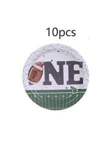 10pcs/20pcs/40pcs/50pcs, Football 1st Birthday Party Tableware Set 1st Year Down 7inch And 9inch Paper Plates,It's Game Time First YearDown Disposable Dinner Plates For Kids Boys Birthday Party Football Theme Supplies - Multicolor - View 10