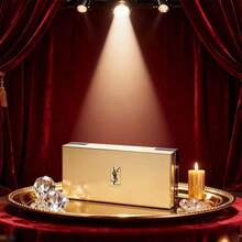 Yves Saint Laurent YSL Women's Golden Storage Case With Built-In Mirror, Portable For Easy Touch-Ups