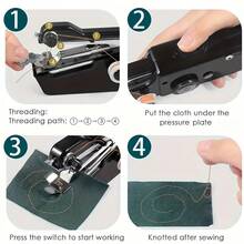 Mini Sewing Machine With Accessory Kit  To Choose From, Lightweight And Easy Operated Cordless Handheld Sewing Machines For Beginners, Portable Sewing Machine For Home Quick Repairing And Stitch Handicrafts - 黑色 - 查看 9