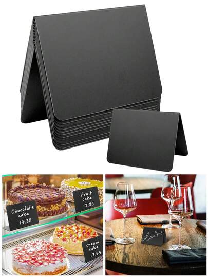 8pcs Mini Chalkboard Signs With Chalk And Eraser Cloth, V-Shaped Reusable Small Blackboard Tags, Suitable For Reservation Table Signs, Mini Food Display, Easy To Write And Erase, Applicable For Party Table Place Cards, Message Board, Wedding, Tent, Birthday Party, Valentine's Day Decoration And More Occasions.