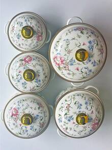 1st 搪瓷锅，双手柄双盖，电镀边缘设计，16/18/20/22/24厘米可选，适用于餐厅和家庭烹饪，非常适合家庭聚会、节日派对、春夏露营和野餐 - 薔薇 - 查看 5