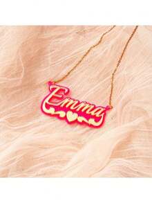 Customized Letter Name Pendant Necklace, Personalized Acrylic Name Necklace, Party Jewelry, Birthday Gift, Christmas Party Celebration Gift, Celebration Accessories, Personalized Jewelry, Hip Hop Jewelry, Script Pendant, Acrylic Jewelry, High Quality Acrylic, Engraved Jewelry, Sentimental Gift, Party Favor - Multicolor - View 6