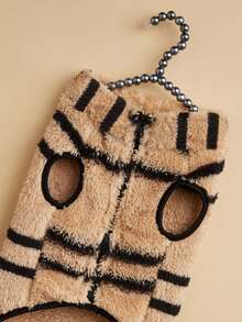 1件可爱条纹图案猫狗通用宠物背心，秋冬季保暖毛绒宠物外套 - 彩色 - 查看 6