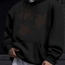 Black Turtle Print Hoodie For Everyday Wear - Black - View 6