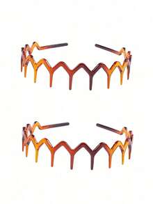 Set Of 2 Women Zig Zag Black Plastic Sharks Tooth Hair Comb Headband Fashion Women Leopard Hairbands Hair Accessories For Daily,Hairband,Hair Hoop Headbands ,Diadema Head Accessories - Multicolor - View 11