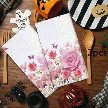 2/4 Pcs Floral Print Dish Towels, Super Absorbent Microfiber Modern Dish Cloths, Cooking And Baking Tea Towels, Cleaning Rags, Hand Towels, Highly Soft And Absorbent, Kitchen Decor, Gifts For Neighbors, Mothers, Birthdays, Housewarming For Friends, Kitchen Essentials, Daily Necessities - Multicolor - View 13