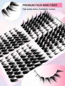 168pcs C-Curl Thick & Dense DIY Eyelash Extension Lashes, Thick Cat Eye Lashes, Thin Lashes, 8-16mm Eyelash Extension Lashes - 黑色 - 查看 3