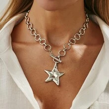 European And American Cross-Border Jewelry Punk Metal Cross Necklace Design Sense OT Buckle Chain Heart Pendant Necklace For Women - Trắng K 6678 - Xem 9