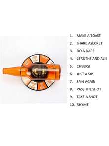 1 pièce Jeu de bouteille tournante, jeu de pénalité avec bouteille rotative, jeu à boire de vérité ou défi, jeu de table pour une ambiance de boisson animée, assemblage facile, convient pour les fêtes d'anniversaire d'adolescents, les célébrations de vacances, les bars, les karaokés, etc. (Le produit peut avoir des défauts mineurs qui n'affectent pas l'utilisation) - Multicolore - Voir 6