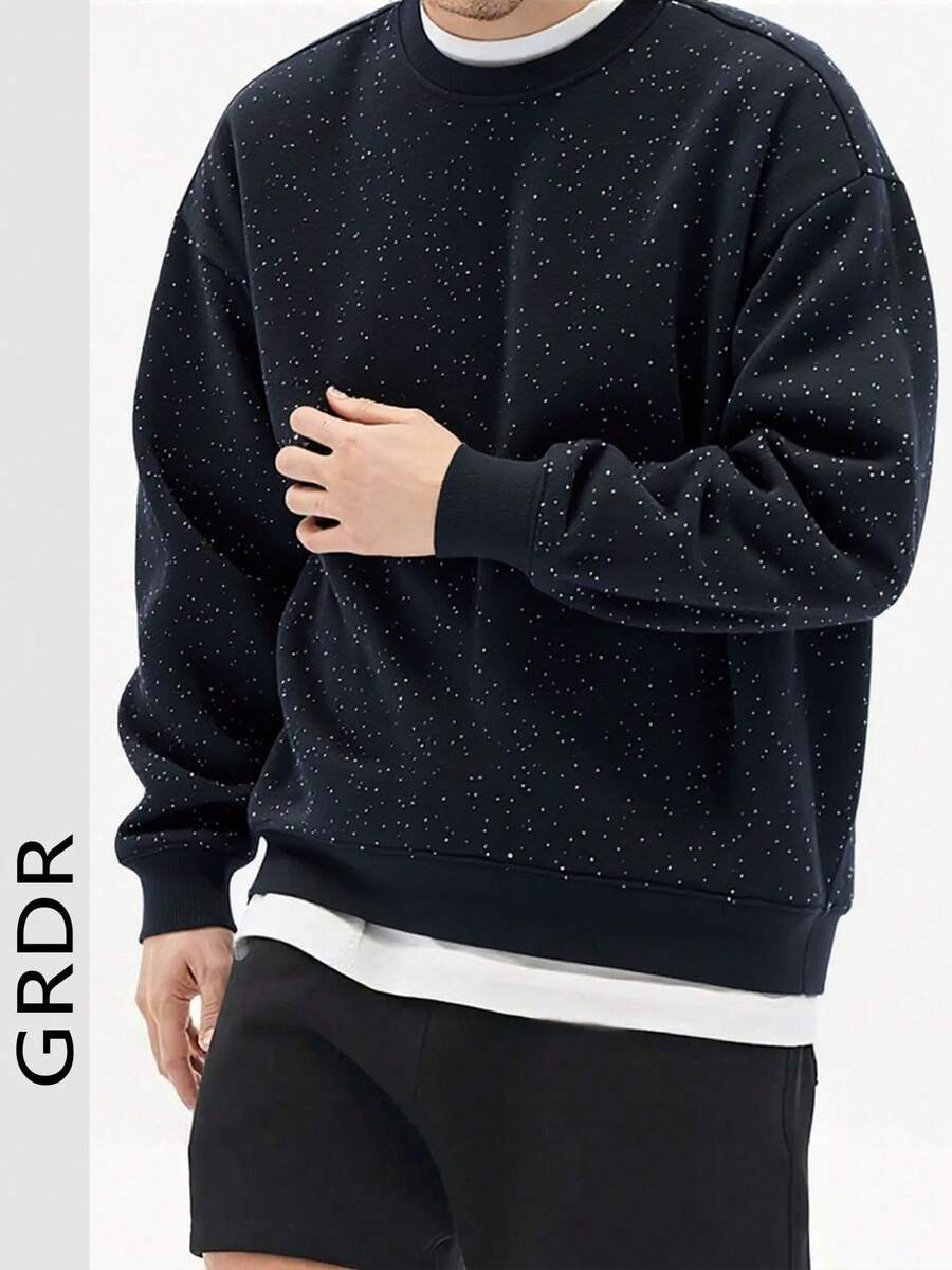 GRDR 男士休闲宽松纯色圆领卫衣，秋冬款