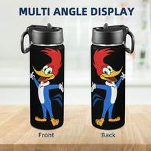 Woody Woodpecker 20oz Stainless Steel Insulated Tumbler Leakproof Lid, Cup Holder Friendly,Easy Clean, Double Wall Hot/Cold Travel Mug For Car Office Gym Home, Coffee Water Bottle - 黑色 - 查看 2