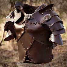 European Medieval Steampunk Viking Elf Armor Chest Armor Shoulder Guard Cosplay Dress Up Costume Set - Brown - View 5