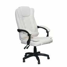 DASCK Sillón de Oficina Reclinable – Cuero Sintético Blanco, Altura Ajustable, Base Giratoria y Apoyabrazos Acolchados – Silla de Dirección Ergonómica - Blanco - Ver 1