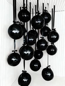 10 piezas de globos verdes oscuros de 18 pulgadas de 4D con cintas de poliéster verde oscuro y papel protector, portátiles para decoración de habitaciones, decoración de fiestas, decoración de bodas, reuniones familiares - Negro - Ver 3