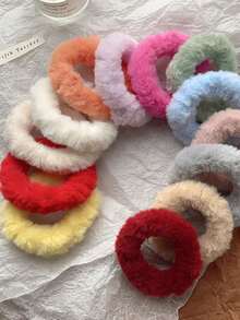 مجموعة من 2 قطعة، ألوان عشوائية، أربطة شعر مطاطية وأربطة شعر من الفرو الناعم بتصميم جديد - أربطة شعر كبيرة من الفرو الناعم، أربطة مطاطية للذيل، إكسسوارات شعر من الفرو الناعم المريحة، أربطة مطاطية للشعر