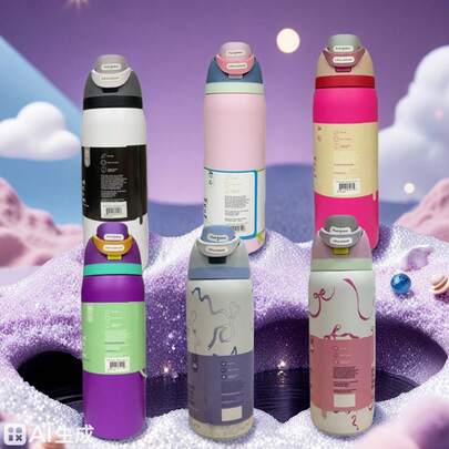 Botella de agua aislada de acero inoxidable Owal-A - Botella de agua deportiva a prueba de fugas de 32 onzas con boquilla de doble función, pajita abatible y abertura de boca ancha - Mantiene las bebidas frías durante 24 horas - Ideal para el gimnasio, los viajes y el uso diario