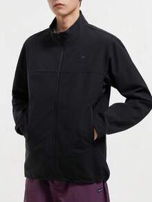 CAMEL CROWN Men's Outdoor Waterproof Windproof Soft Shell Jacket, Hiking Jacket With Fleece Lining, Loose Fit Stand Collar Outerwear - Phantom Black - View 3