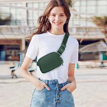 Bolsa de Cintura, Riñonera, Bolsos Cruzados para Mujeres, Cierre de Cremallera Bidireccional, Paquetes de Cintura de Moda con Correa Ajustable, Regalos para Chicas Adolescentes, Regalos de Cosas de Moda para Mujeres y Chicas Adolescentes (Verde) - Marrón oscuro - Ver 9