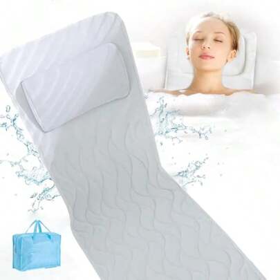 Powerful Full Body Bath Cushion With Neck Support Pillow 42 X 125cm 3D Air Mesh 14 Suction Cups Perfect After A Long Day Home Spa Experience