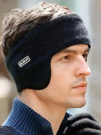 1pc Winter Ski Ear Warmer Headband - Windproof, Double-Layer Insulation, Suitable For Outdoor Sports, Cycling, Running, Fitness, Camping - Black