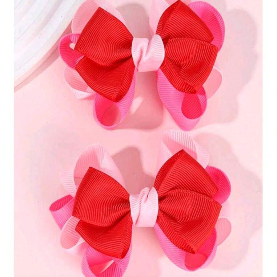 2 Pieces Candy Color Bow Clips For Little Girls, Hair Accessories For Kids And Teens, Suitable For Everyday Wear - MultiWarna - View 1