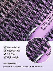 800pcs 30D 40D 50D 60D DIY Lash Cluster Extension 9-18mm False Eyelash Cat Eye Winged Faux Mink Soft Hair Volume Wispy Fake Eyelash Long Mixed Individual Eyelashes Makeup Tool For Beauty Travel Parties,Optional With Tweezers&Washing Face And Headband - C - 查看 7