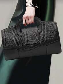 Fashionable Minimalist New Niche Design Baguette Clutch - Black - View 9